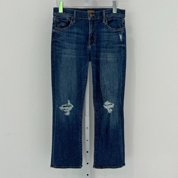 MOTHER THE OUTSIDER CROP BLUE CRAZY LIKE A FOX JEANS SIZE 28